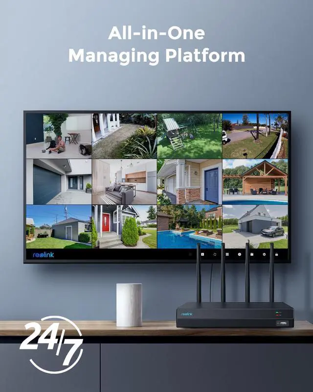 Alt view image 3 of 7 - REOLINK 4K 12CH WiFi NVR with Wi-Fi 6 and 2.4/5 GHz Dual-Band WiFi, Built-in 2TB HDD, Support 16MP/12MP/8MP/5MP/4MP Reolink Cameras, 24/7 Recording Home Security Camera System, Not PoE Ports, RLN12W