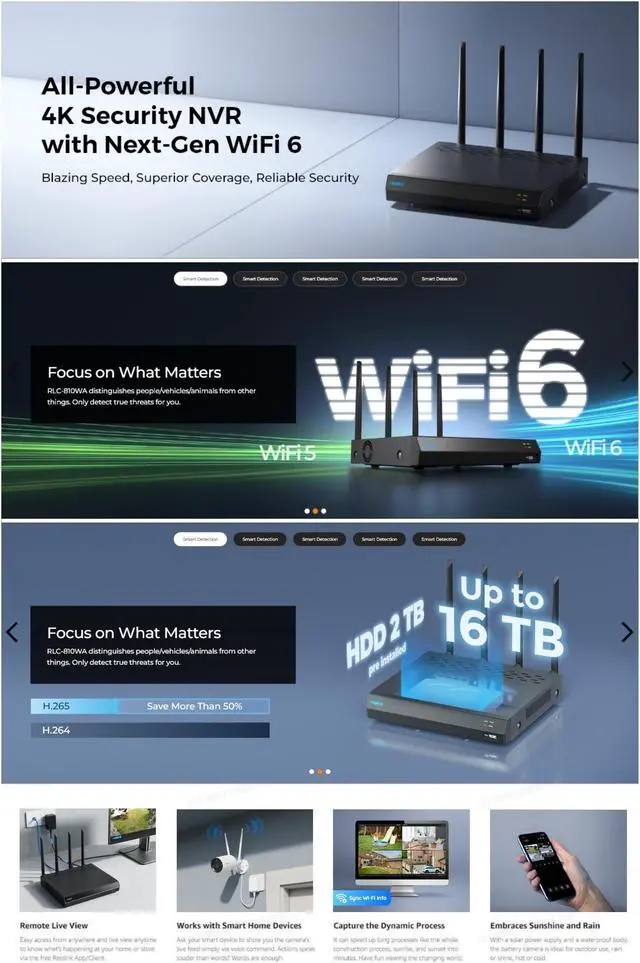 Alt view image 6 of 7 - REOLINK 4K 12CH WiFi NVR with Wi-Fi 6 and 2.4/5 GHz Dual-Band WiFi, Built-in 2TB HDD, Support 16MP/12MP/8MP/5MP/4MP Reolink Cameras, 24/7 Recording Home Security Camera System, Not PoE Ports, RLN12W