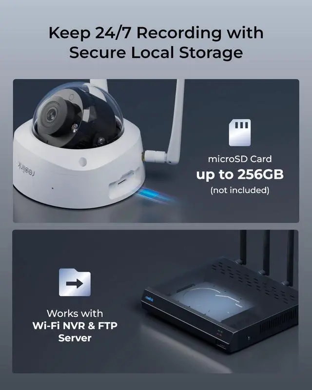 Alt view image 5 of 7 - REOLINK 4K Wi-Fi 6 Security Camera with 125° Viewing Angle, Outdoor Camera with IK10 Vandal-Proof, Color Night Vision, Smart Detection, Two-Way Audio, Local Storage, Non-PT Cam, RLC-840WA