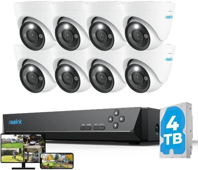 Main image of REOLINK 12MP PoE Security Camera System, 8pcs H.265 12MP Security Cameras Wired, Person Vehicle Pet Detection, Two-Way Talk, Spotlights Color Night Vision, 16CH NVR with 4TB HDD, RLK16-1200D8-A
