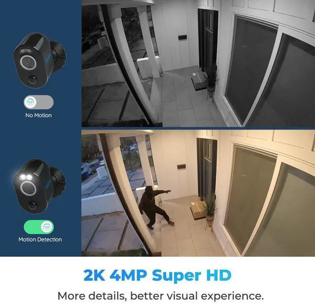 Alt view image 3 of 7 - Reolink Security Camera Wireless Outdoor, 2K 4MP Night Vision with Spotlight, 2.4/5Ghz Dual-Band WiFi, Wire-Free Battery Solar Powered, Smart Detection, Timelapse - Argus 3 Pro-Black+Solar Panel-Black