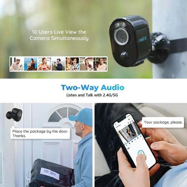 Alt view image 4 of 7 - Reolink Security Camera Wireless Outdoor, 2K 4MP Night Vision with Spotlight, 2.4/5Ghz Dual-Band WiFi, Wire-Free Battery Solar Powered, Smart Detection, Timelapse - Argus 3 Pro-Black+Solar Panel-Black