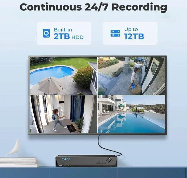 Alt view image 4 of 7 - Reolink RLK8-800B4-A 4K Security Camera System, 4pcs H.265 4K PoE Security Cameras Wired with Smart Person Vehicle Detection, 8MP/4K 8CH NVR with 2TB HDD for 24/7 Recording