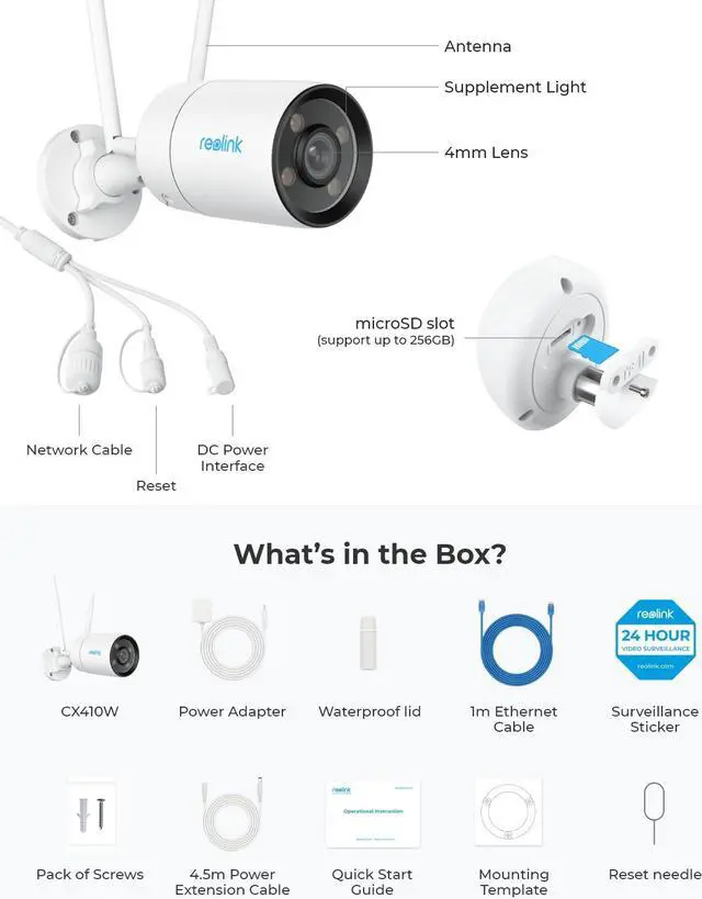 Alt view image 7 of 7 - Reolink CX410W 4MP Smart 2K Wi-Fi Security Camera with True Full-Color Night Vision, Person/Vehicle/Animal Detection, Two-way audio