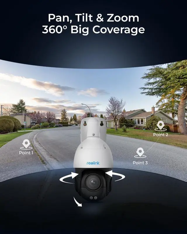 Alt view image 4 of 7 - Reolink Smart 4K PTZ PoE Security Camera with 16X 3D Optical Zoom Auto Tracking Spotlights Color Night Vision Support Person/Vehicle/Animal Detection Two-Way Audio 24/7 Recording