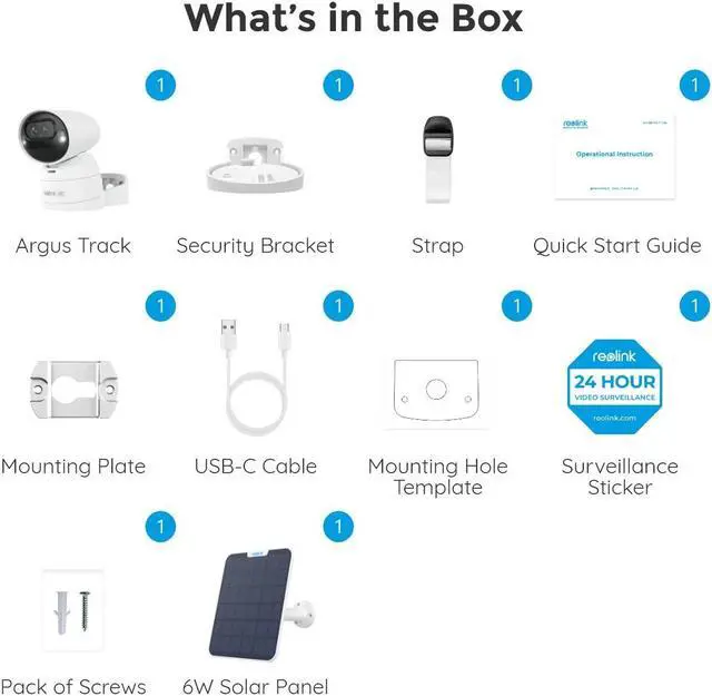 Alt view image 7 of 7 - Reolink Argus Track 4K PTZ Battery WiFi Wireless Camera with Auto Zoom Tracking Pan, Tilt & 6X Hybrid Zoom, Two Way Audio, Color Night Vision, 8MP HD Dual Lens with Solar Panel Security Camera