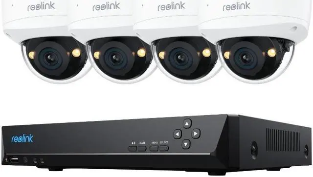 Main image of Reolink RLK8-1200V4 12MP IK10 PoE Surveillance Security Camera System with 145° View Spotlight Night Vision, 4pcs 12MP IK10 Vandal-Proof Camera, 8 Channel NVR with 2TB HDD 24/7 Recording