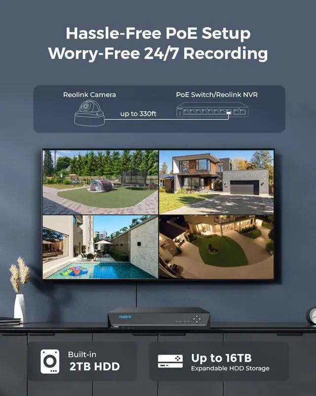 Alt view image 5 of 7 - Reolink RLK8-1200V4 12MP IK10 PoE Surveillance Security Camera System with 145° View Spotlight Night Vision, 4pcs 12MP IK10 Vandal-Proof Camera, 8 Channel NVR with 2TB HDD 24/7 Recording