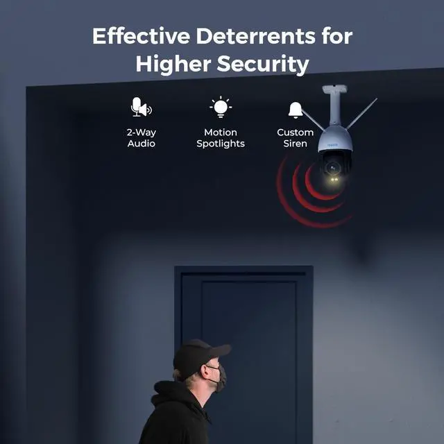 Alt view image 4 of 7 - Reolink RLC-823S1W 4K WiFi PTZ Security Camera with 360° Auto Tracking 5X Optical Zoom, Two-Way Audio Person/Vehicle/Animal Detection 2.4/5 GHz Dual-Band Wi-Fi 6 8MP UHD Camera