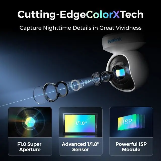 Alt view image 3 of 7 - Reolink 2K 4MP WiFi Surveillance Outdoor Indoor Camera Pan & Tilt with Auto Tracking True Full-Color Night Vision F1.0 Super Aperture 2.4/5 GHz Dual-Band Wi-Fi ColorX Security Camera E1 Outdoor CX