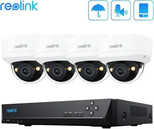 Main image of Reolink RLK8-500V4 5MP PoE Surveillance Camera System with Spotlight Night Vision Smart Person Vehicle Animal Detection, 8-Channel NVR with 2TB HDD, 4pcs IK10 Vandal-Proof PoE Security Cameras