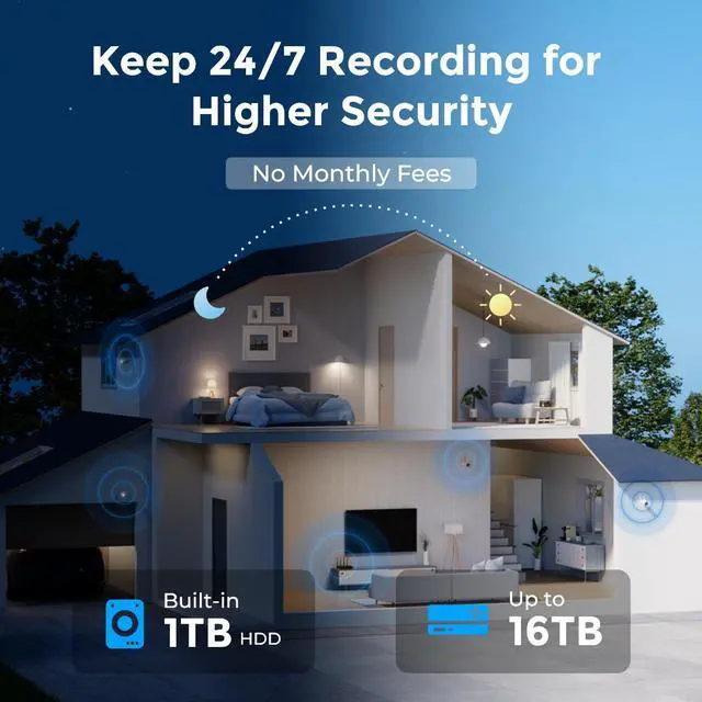 Alt view image 6 of 7 - Reolink RLK12-500WB4 5MP WiFi Surveillance Cameras System with 24/7 Recording, 4Pcs 2K+ Security IP Camera 12CH NVR with 1TB HDD Smart Person Vehicle Animal Detection