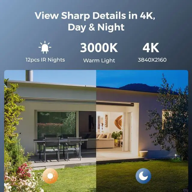 Alt view image 2 of 7 - Reolink 4K HD Surveillance WiFi Camera System 8MP Auto Tracking for 24/7 Person/Vehicle/Animal Detection, 4Pcs 2.4/5GHz Dual-Band Wi-Fi 6 PT Cameras with 12-Channel NVR 2TB HDD