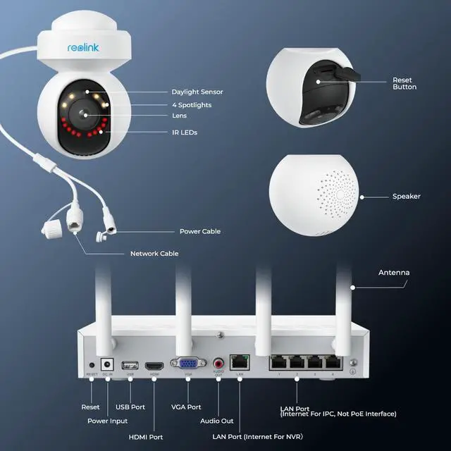 Alt view image 6 of 7 - Reolink 4K HD Surveillance WiFi Camera System 8MP Auto Tracking for 24/7 Person/Vehicle/Animal Detection, 4Pcs 2.4/5GHz Dual-Band Wi-Fi 6 PT Cameras with 12-Channel NVR 2TB HDD