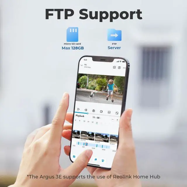 Alt view image 6 of 7 - Reolink Argus 3E WiFi Battery Security Camera 2K 3MP Cameras for Home Security Indoor Outside, No Extra Subscription Fee, Smart Detection, Rechargeable Battery Powered, Home Hub Compatible