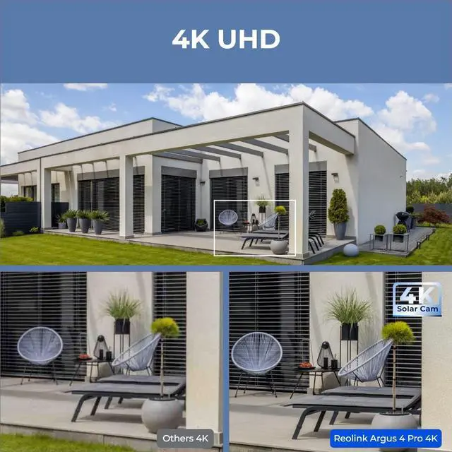 Alt view image 3 of 7 - Reolink Argus 4 Pro with With 6W Black Solar Panel 4K Battery Camera ColorX Night Vision, 180° Blindspot-Free View, Outdoor Camera with Dual-Band Wi-Fi 6, Smart AI Detection, Home Hub Compatible