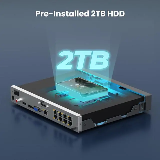 Alt view image 5 of 7 - Reolink RLN8-410 White 8-Channel PoE NVR for 24/7 Reliable Recording  Support up to 16MP 2TB HDD Built-in