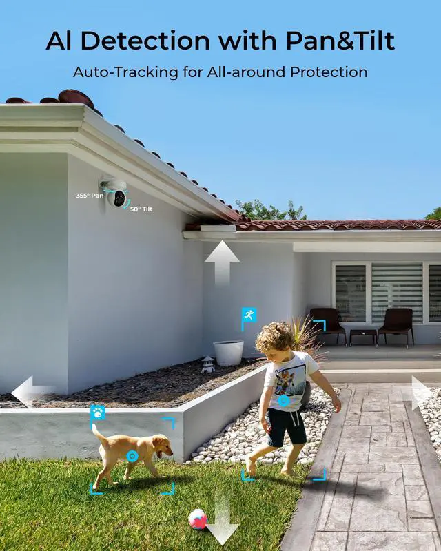Alt view image 3 of 7 - Reolink RLK8-800PT4 PoE PT Outdoor Surveillance System 4K Color Night Vision 360° Coverage with Auto Tracking Human/Vehicle/Animal Detection 8-Channel 2TB NVR 24/7 Recording