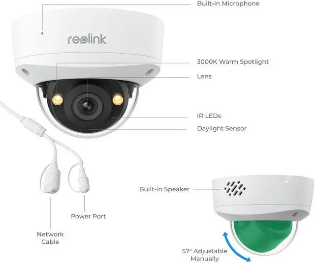 Alt view image 7 of 7 - REOLINK RLC-540A 2pcs Cameras Outdoor PoE Camera, 5MP Turret Surveillance Camera, 2.8mm Lens, 130° Diagonal, IK10 Vandal Proof, Smart Detection, Color Night Vision, 2-Way Audio, IP67 Weatherproof