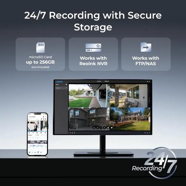 Alt view image 5 of 7 - REOLINK RLC-840A 2pcs Cameras 4K PoE IP Camera 125 Degree, Color Night Vision with 3000K Spotlight, IK10 Vandal Proof, Human/Vehicle/Animal Smart Detection, Up to 256GB microSD Card