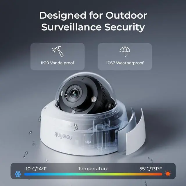 Alt view image 7 of 7 - REOLINK RLC-840A 2pcs Cameras 4K PoE IP Camera 125 Degree, Color Night Vision with 3000K Spotlight, IK10 Vandal Proof, Human/Vehicle/Animal Smart Detection, Up to 256GB microSD Card