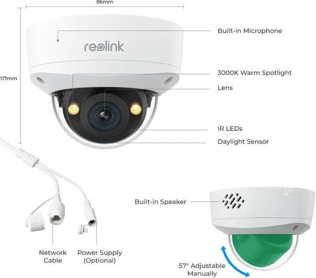 Alt view image 7 of 7 - REOLINK RLC-1240A 2pcs First 12MP Vandalproof PoE Security Camera,145° Wide Viewing Angle, Featuring Color Night Vision, Two-Way Audio, Smart Person/Vehicle/Animal Detection, IP67 Weatherproof
