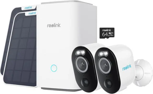 Main image of Reolink Home Hub with 2x Argus 3 Pro and Solar Panel Smart 2K 4MP Wire-Free Camera with Motion Spotlight Color Night Vision, Person/Vehicle Detection,White