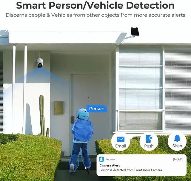 Alt view image 6 of 7 - Reolink Home Hub with 2x Argus PT and Solar Panel 5MP Wireless Wi-Fi Solar Battery Camera with Pan & Tilt Color Night Vision, White