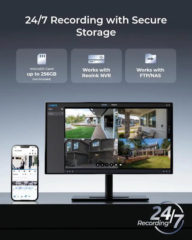Alt view image 5 of 7 - Reolink 16CH PoE Security Camera System, 16pcs 4K IP Camera RLC-840A Human/Car Detect, IP66 Waterproof +1pc 16CH H.265 NVR Pre-Installed 4TB HDD (Include 16pcs 18M Cat5 Cables) - RLK16-840V16-A