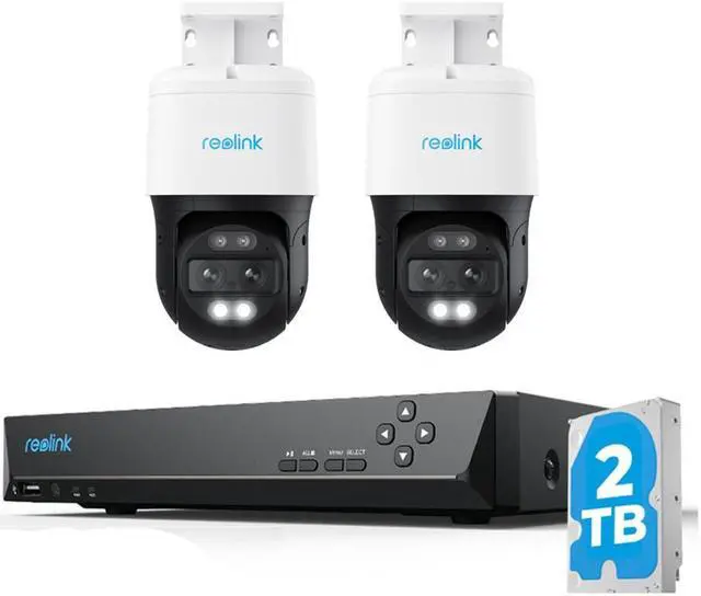 Main image of REOLINK 8CH 4K PTZ Security System, 2pcs Trackmix PoE, IP PoE Outdoor Cameras 6X Hybrid Zoom, Auto Tracking, Human/Vehicle/Pet Detection +1pc RLN8-410 8CH NVR with Built-in 2TB HDD H.265