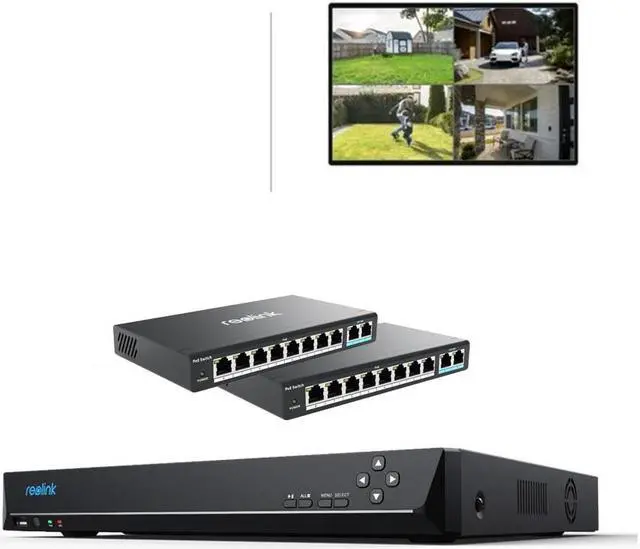 Main image of REOLINK 36 Channel 12MP PoE NVR Video Recorder, Capacity Up to 48TB Supports 6K 4K 5MP 4MP PoE/WiFi Cameras, Alarm In/Out 2-Way Audio, RLN36 with 2 PoE Switch No HDD