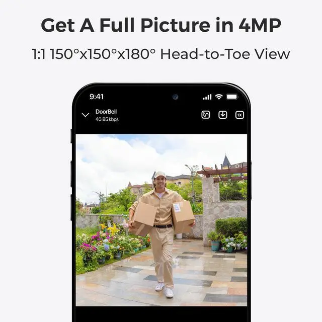 Alt view image 2 of 7 - Reolink Video Doorbell Battery - 2K Dual-Band Wi-Fi Battery Doorbell with 1:1 Head-to-Toe View, Person/Vehicle/Package Detection, IP65 Weatherproof