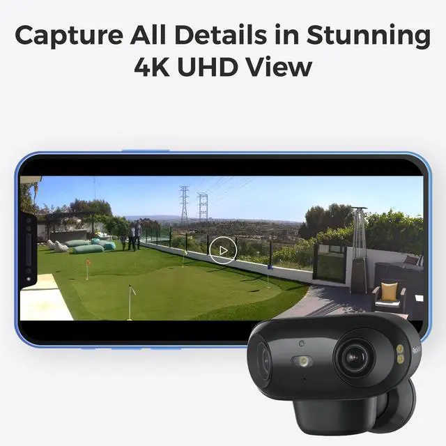 Alt view image 3 of 7 - Reolink Argus 4 Pro 4K Solar Security Camera, ColorX Night Vision, 180° Blindspot-Free View, Wireless Outdoor Camera with Dual-Band Wi-Fi 6, Smart AI Detection, Home Hub Compatible Black