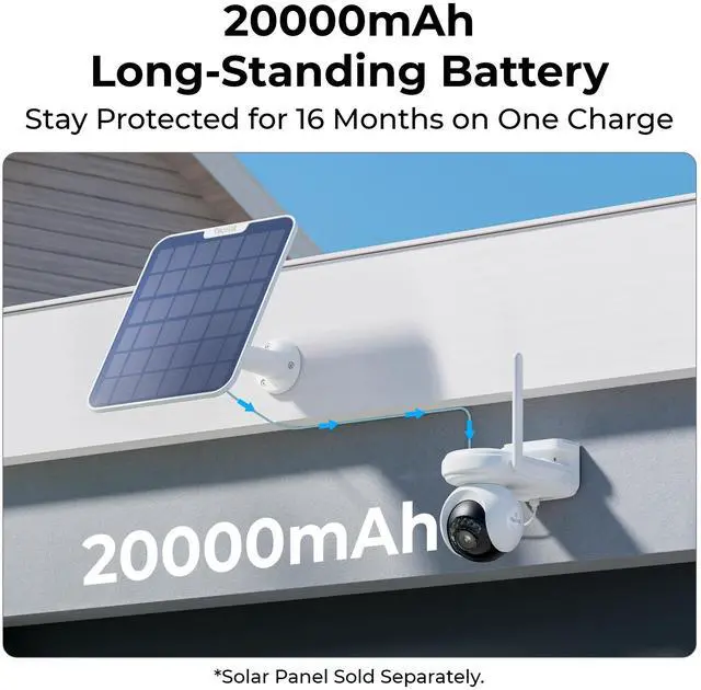 Alt view image 6 of 7 - Reolink Altas PT Ultra with 6W Solar Panel - 4K 8MP Wireless Pan & Tilt Long Lasting Solar/Battery Camera with Spotlights, ColorX Night Vision, 360° Automatic Tracking