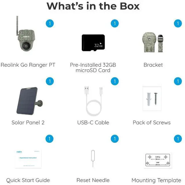 Alt view image 7 of 7 - Reolink Cellular Trail Camera Wireless Outdoor, 3G/4G LTE, Solar Powered Game Camera with 360° Pan Tilt, 2K Night Vision, Smart Motion Activated, No-Glow IR, No WiFi - Go Ranger PT+Solar Panel
