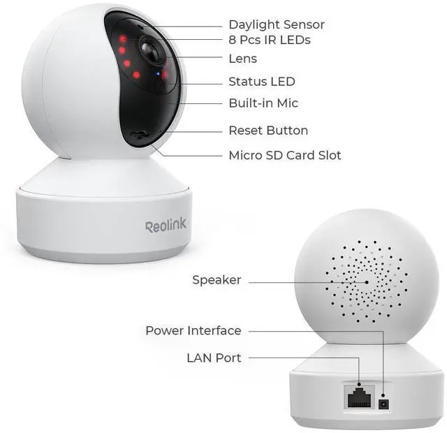 Alt view image 7 of 7 - Reolink Indoor Security Camera, Reolink 4MP HD Plug-in WiFi Camera for Home Security, Dual-Band WiFi, Multiple Storage Options, Motion Alters, Night Vision, Ideal for Baby Monitor/Pet Camera E1 Pro