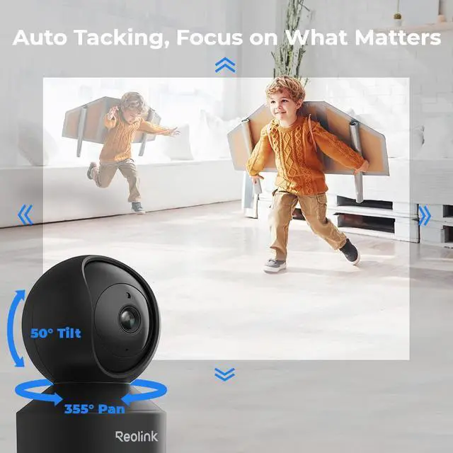 Alt view image 2 of 7 - Reolink E1 Pro 4MP HD  Auto-Tracking Indoor Security Camera, Plug-in 2.4/5 GHz WiFi, Two-way Audio Smart Person/Pet Detect Multiple Storage Options Ideal for Baby Monitor/Pet Camera/Elderly