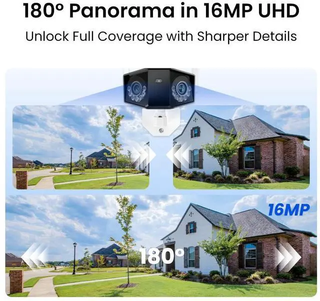 Alt view image 2 of 7 - Reolink 16MP Wi-Fi 6 Outdoor Security Camera, 180° View, Motion Track, Color Night Vision, IP67 Weatherproof Rating, Duo 3 WiFi