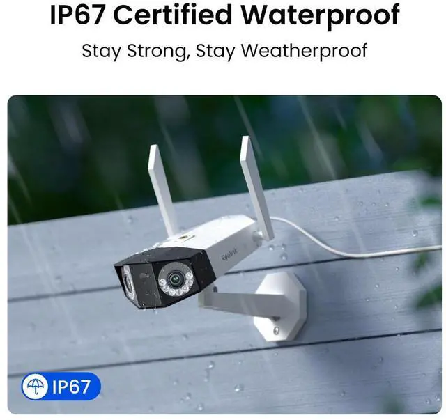 Alt view image 6 of 7 - Reolink 16MP Wi-Fi 6 Outdoor Security Camera, 180° View, Motion Track, Color Night Vision, IP67 Weatherproof Rating, Duo 3 WiFi