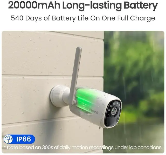 Alt view image 4 of 7 - Reolink 2K 2-Pack Reolink Altas Wireless Battery Outdoor Security Camera, ColorX Night Vision, Wi-Fi 6, 10s Pre-recording, Bullet Camera with 540 days of Battery Life