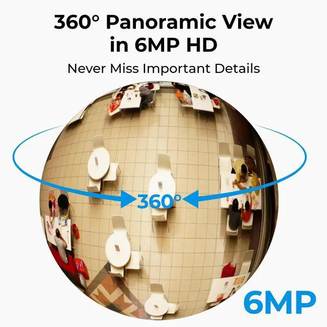 Alt view image 2 of 7 - Reolink 6MP PoE Indoor Fisheye Camera, 360° Panoramic View, 2K+ HD, Person Detection, Night Vision Fisheye Series FE-P White