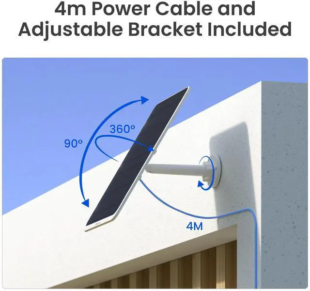 Alt view image 6 of 7 - Reolink Solar Panel 3 for Outdoor Battery Cameras, 12W, Fast Charging Speed, Wall & Pole Mounting, 4m Power Cable