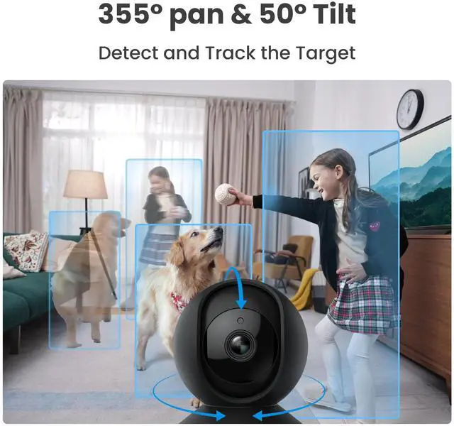 Alt view image 3 of 7 - Reolink E1 Pro 5MP HD  Auto-Tracking Indoor Security Camera, Plug-in 2.4/5 GHz WiFi, Two-way Audio Smart Person/Pet Detect Multiple Storage Options Ideal for Baby Monitor/Pet Camera/Elderly