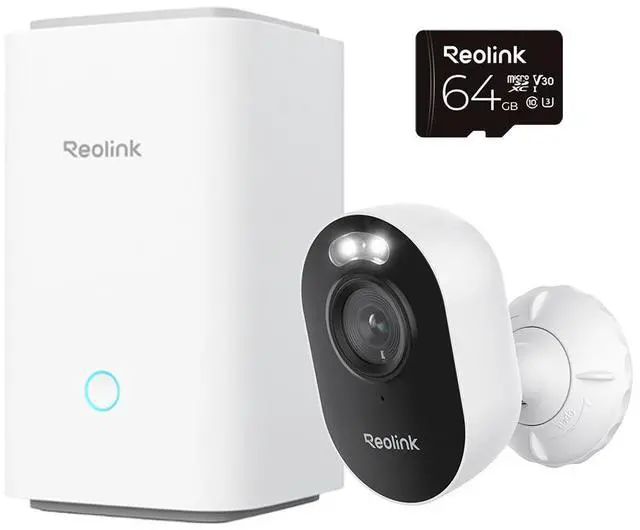 Reolink Home Hub with Lumus 2K Smart Wi-Fi Outdoor Security System, Color Night Vision, 2.4/5GHz Dual-Band WiFi Plug in Camera, Smart Person/Vehicle/Animal Detection, Two-Way Talk, Local Storage