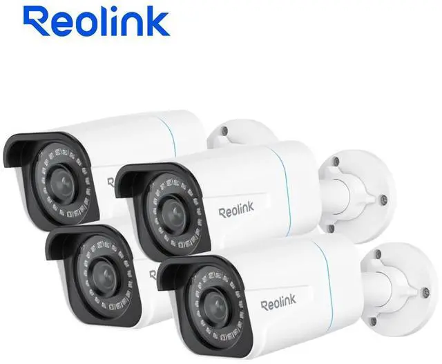 REOLINK 4pcs RLC-810A 4K Security Camera Outdoor, 8MP IP PoE Camera with Human/Vehicle Detection, 100Ft IR Night Vision, Work with Smart Home, Time lapse, Up to 256GB SD Card,4 Pack