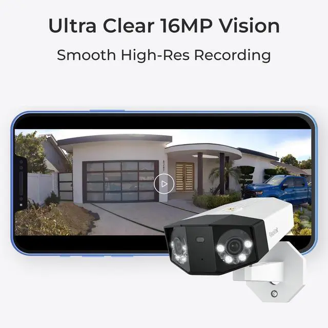Alt view image 2 of 7 - REOLINK Duo 3 PoE 16MP 8K UHD Dual-Lens PoE Security Camera with 180° Panoramic View, Motion Track, F1.6 Color Night Vision, Person/Vehicle/Animal Detection, Supports 24/7 Recording,