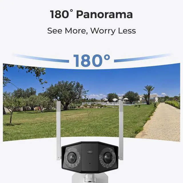 Alt view image 3 of 7 - REOLINK Duo 2 WiFi 4K 8MP WiFi 6 Outdoor Security Camera with 180° Ultra-Wide Angle, 2.4/5GHz WiFi, Plug-in Power(DC 12V/2A), Smart Human/Vehicle/Animal Detection, Color Night Vision, Two-Way Talk