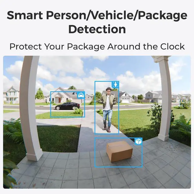 Alt view image 6 of 7 - Reolink Video Doorbell Battery - 2K Dual-Band Wi-Fi Battery Doorbell with 1:1 Head-to-Toe View, Person/Vehicle/Package Detection, IP65 Weatherproof White