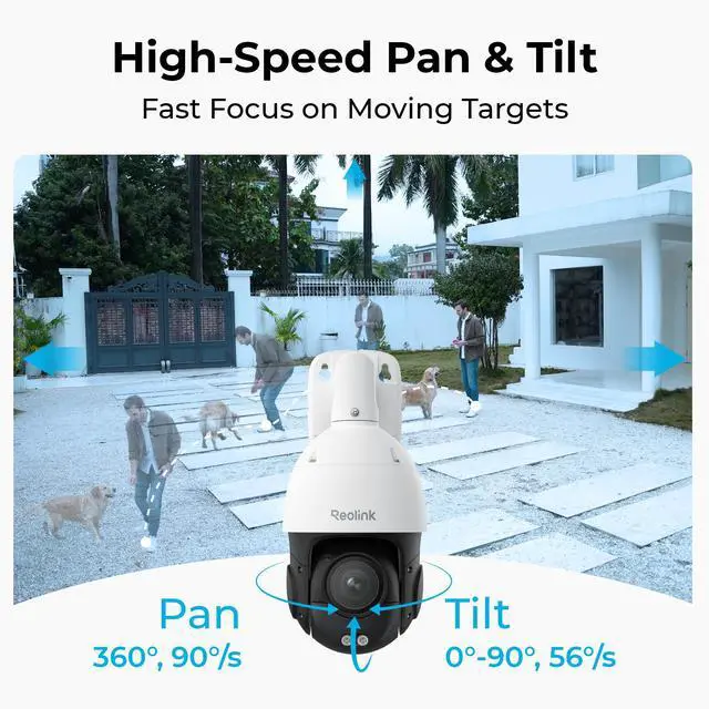 Alt view image 3 of 7 - Reolink Smart 4K PTZ PoE Security Camera with 16X 3D Optical Zoom Auto Tracking Spotlights Color Night Vision Support Person/Vehicle/Animal Detection Two-Way Audio 24/7 Recording