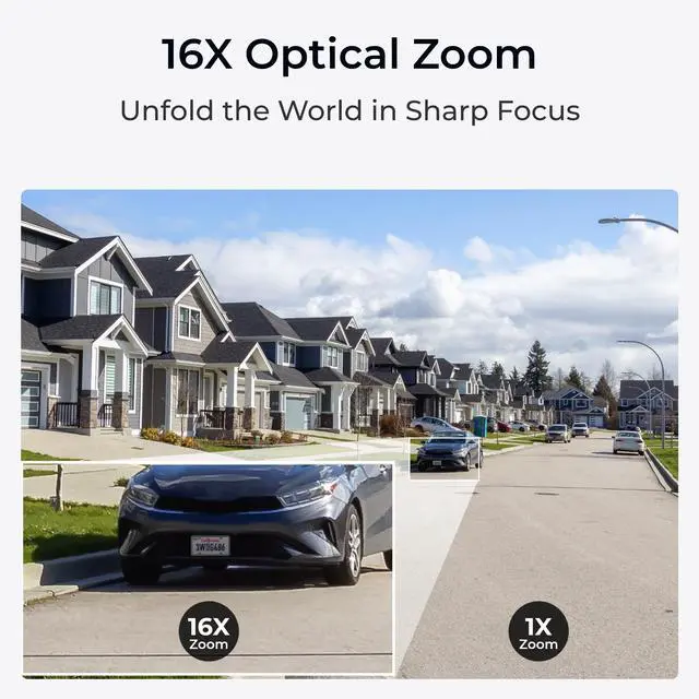 Alt view image 4 of 7 - Reolink 360° 4K UHD 8MP PoE Security Camera with 16X Optical Zoom Auto Tracking Color Night Vision Two-way Audio 24/7 Recording IP66 Weatherproof Person/Vehicle/Animal Detection PTZ Camera